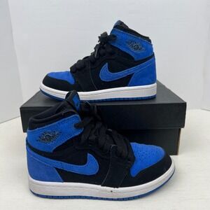 Air Jordan 1 Retro High Toddler Black Blue Suede Basketball Shoes Sneakers 11C